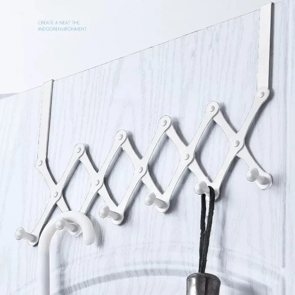 6 Hooks Multifunction Organizer, Foldable Hook Wall Door Hanger, Expandable Coat Rack Hanger, Wall Mounted Pine Hooks