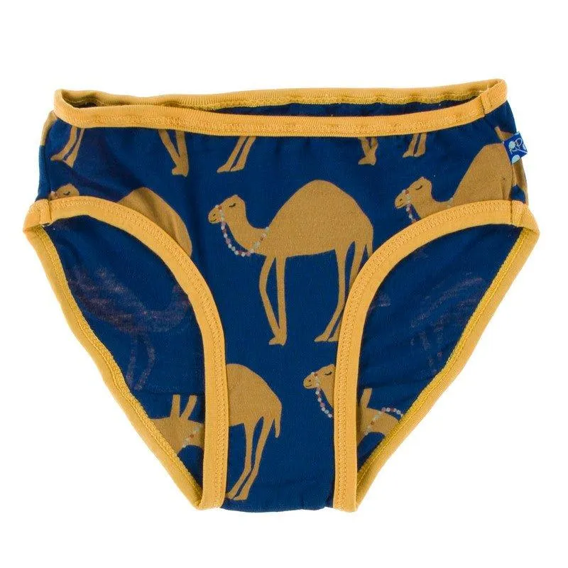 Bamboo Underwear - Navy Camel with Marigold