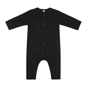 Carle Cotton Rib Footless Baby Romper (Black)