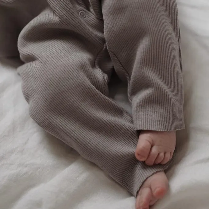 Carle Cotton Rib Footless Baby Romper (Stone)