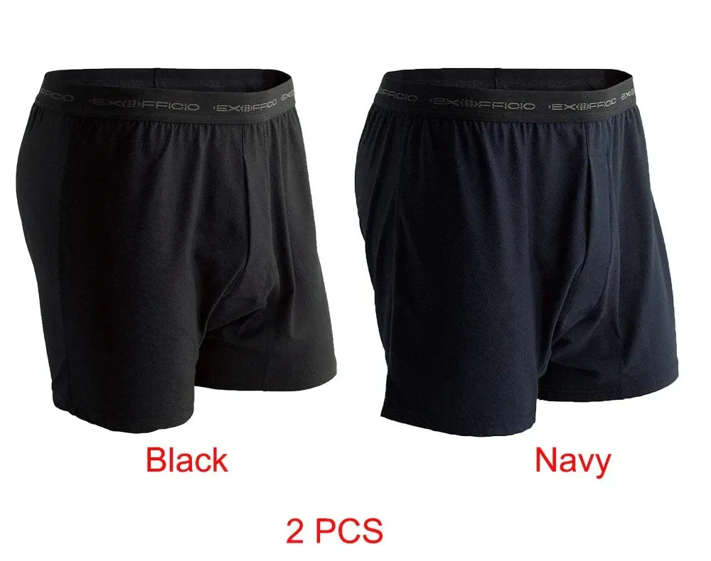 Exofficio Underwear Men Boxer Loose 2-Pack Pull In Underwear Cueca Boxer Men Homme Breathable Soft De Marque USA Size S-XXL