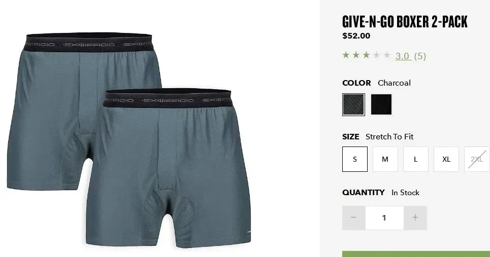 Exofficio Underwear Men Boxer Loose 2-Pack Pull In Underwear Cueca Boxer Men Homme Breathable Soft De Marque USA Size S-XXL