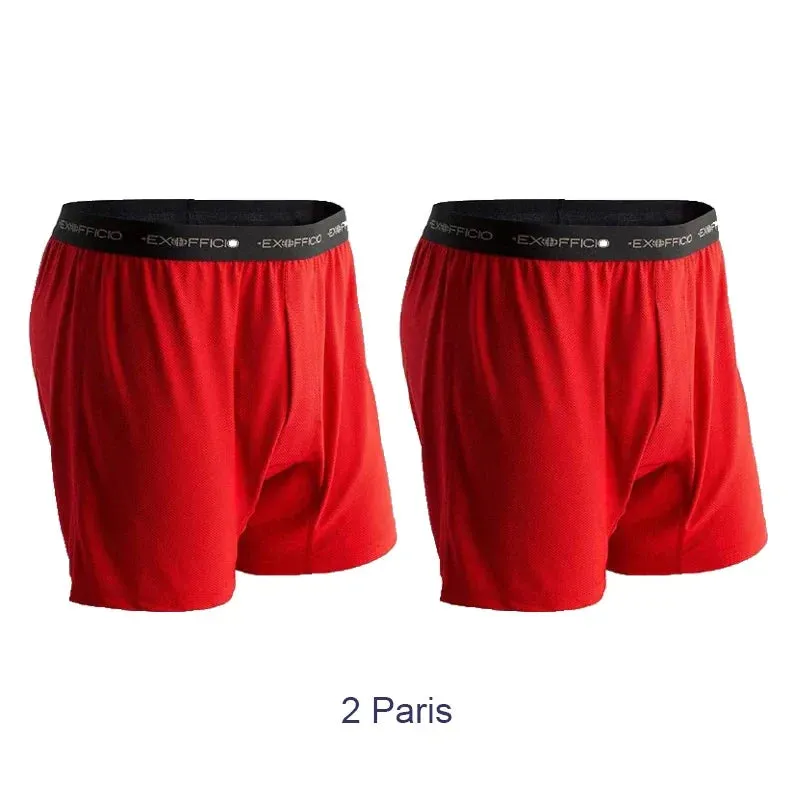 Exofficio Underwear Men Boxer Loose 2-Pack Pull In Underwear Cueca Boxer Men Homme Breathable Soft De Marque USA Size S-XXL