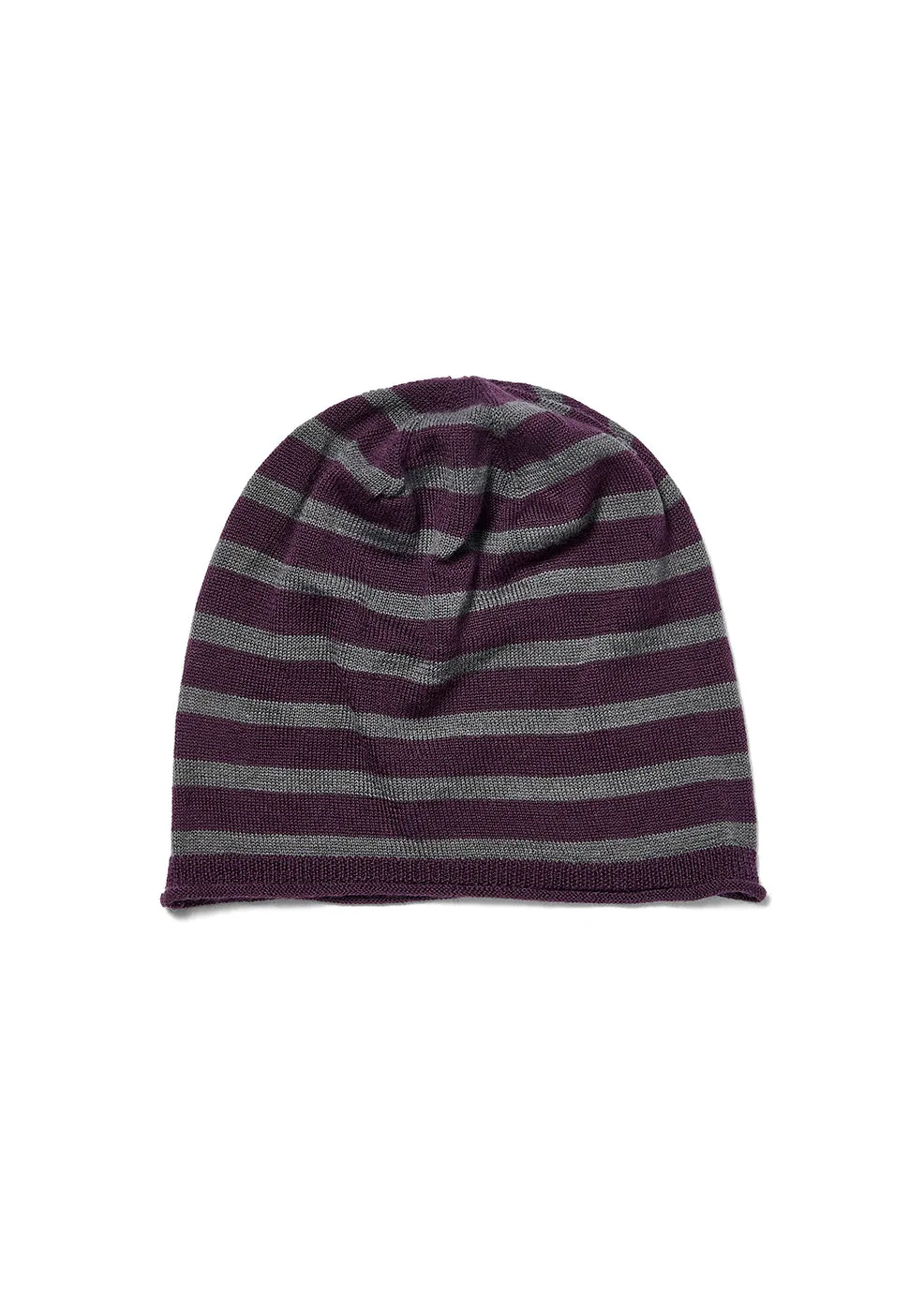 OPEN YY Stripe Slouchy Beanie in Purple