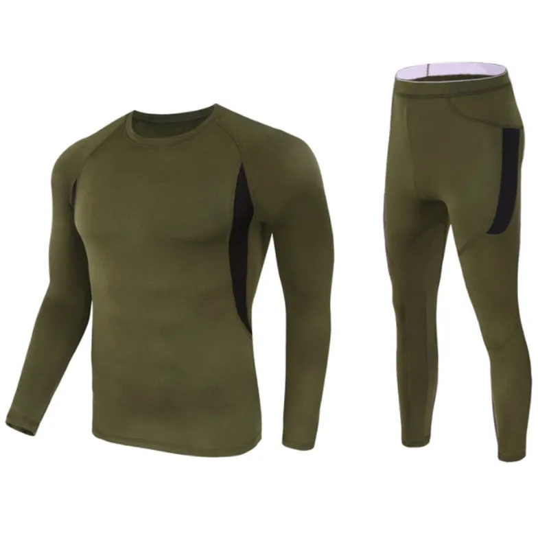 Outdoor Thermal Underwear Set Long Sleeve Tops Pants Hunting Underwear Army Tactical Gear Hiking Military Camping Warm Clothes