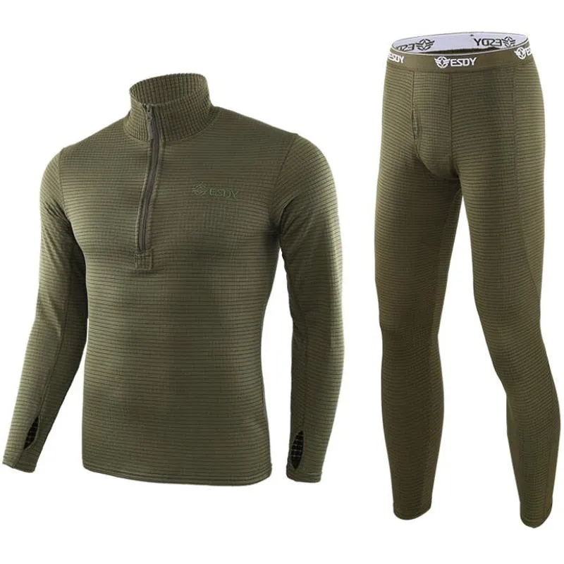 Outdoor Thermal Underwear Set Long Sleeve Tops Pants Hunting Underwear Army Tactical Gear Hiking Military Camping Warm Clothes
