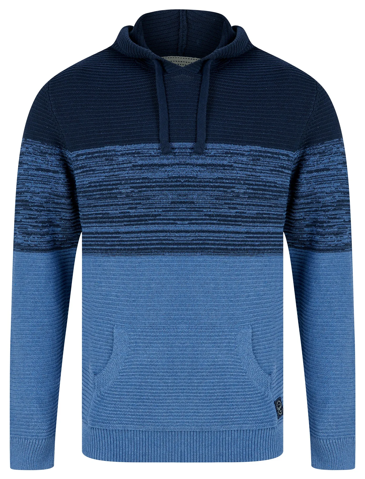 Tous Cotton Rich Textured Knit Pullover Hoodie in Denim Marl - Tokyo Laundry
